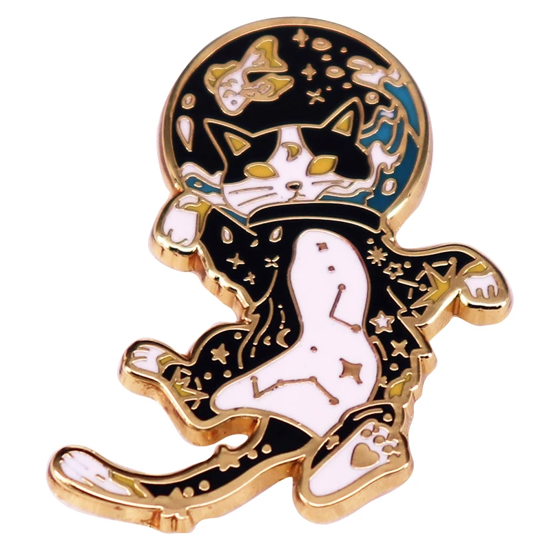 A3064 Cartoon Cat Brooch Cute Animal Astronaut Kitten Metal Enamel Badge Clothing Backpack Lapel Pin Jewelry Accessories Gifts