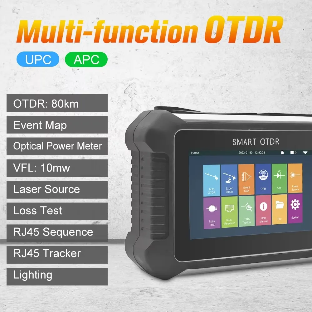 Multifunction OTDR Optical Fiber Tester 1310/1550nm 24/22dB Test Tool 80km Fiber Optic Cable Tester with OPM VFL OLS