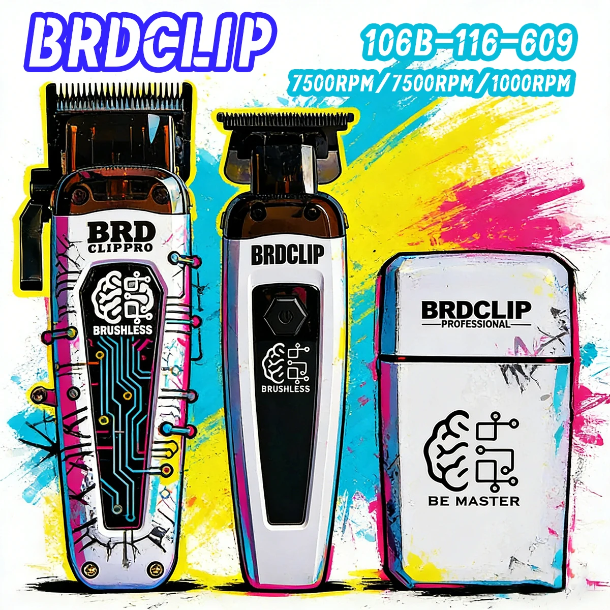 

Профессиональный набор для барбершопа BRDCLIP: машинка для стрижки волос, триммер, бесщеточный двигатель, съемная магнитная крышка, электробритва, 10000 об/мин, для дома