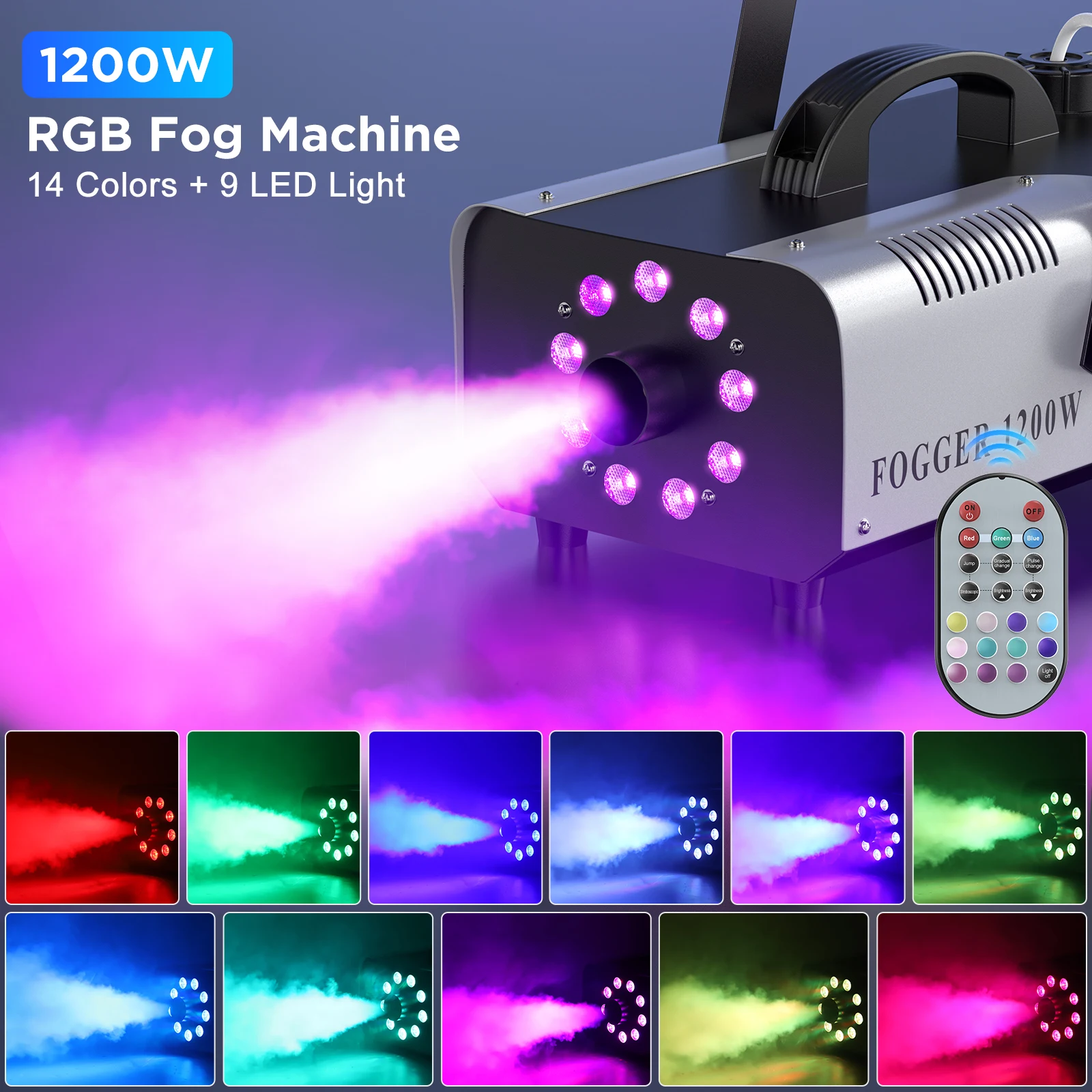 Yiflamefly 2PCS Aktualisierte 1200W Nebel Maschine Mit 9PC RGB LED Bunte Nebel Maschine Bühne Effekt Dunst maschine Für DJ Party Hochzeit