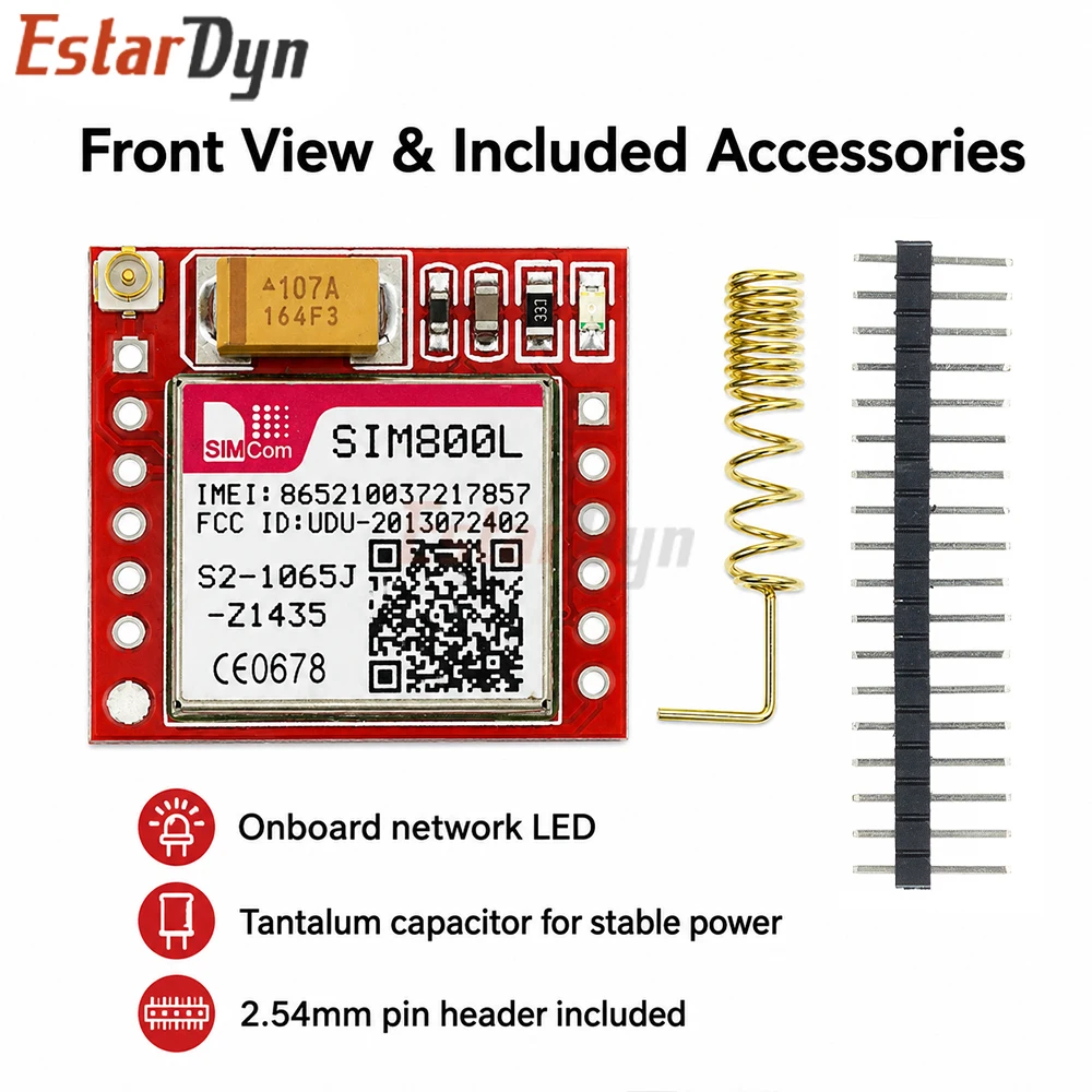 Estardyn SIM800L Mini GPRS GSM Module Micro SIM Card Quad-band TTL Serial Port with Antenna for IoT DIY