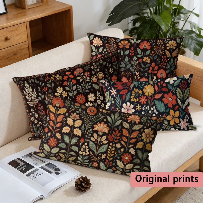 Vintage Floral Botanical Throw Pillow Covers Suitable For Sofa Bedroom Car Pillow Cover Cushion Rectangular Back Cushion