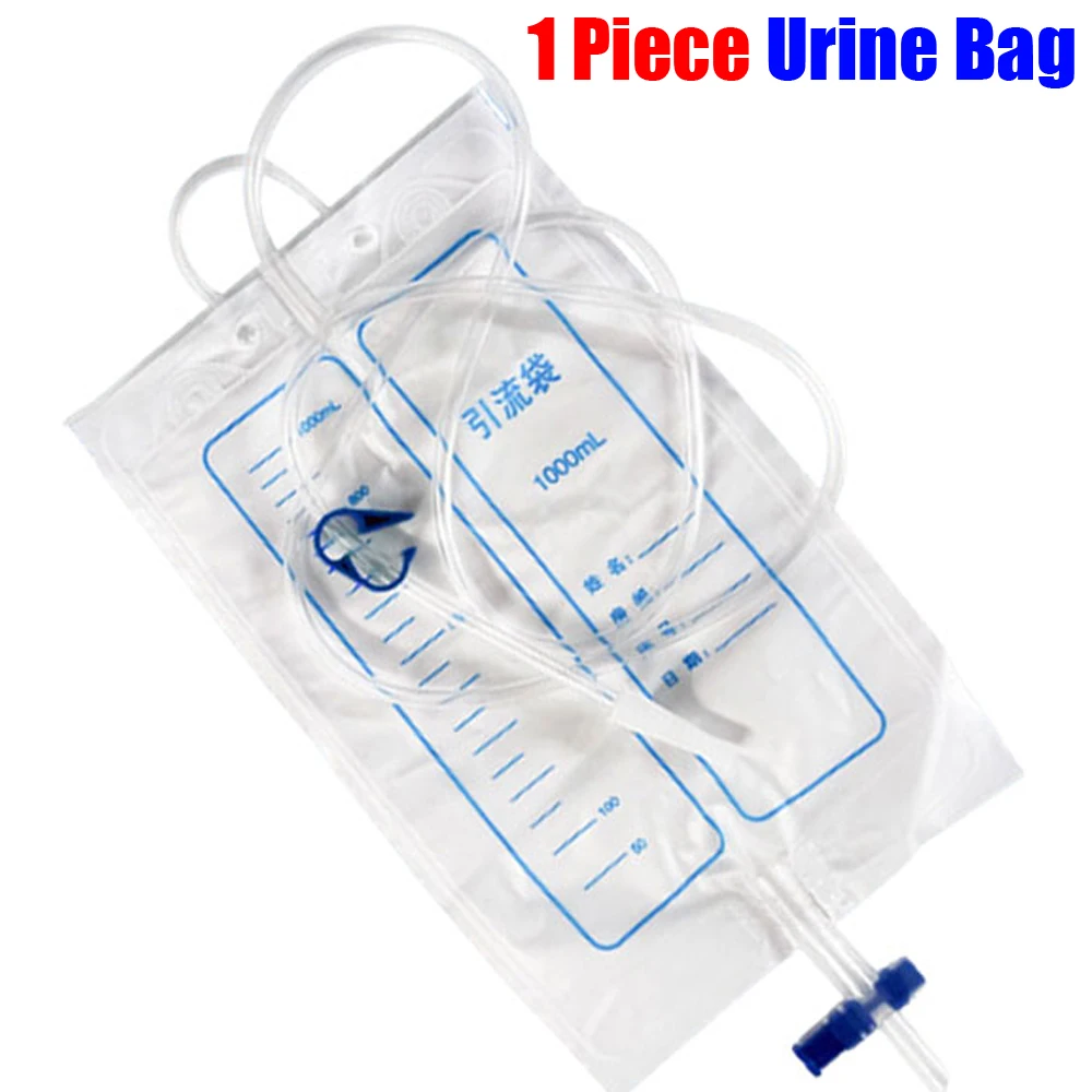 1 Piece External Disposable Urine Bag PVC Storage Urinary Drainage Sack Pee Collection Bags With Cross Valve Catheter