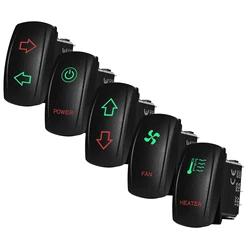 Custom 12V Boat Car 7 Pin ON/OFF/ON DPDT Rocker Toggle Switch ARROWS UP DOWN Green Red Led Waterproof for Carling ARB 4X4 NARVA