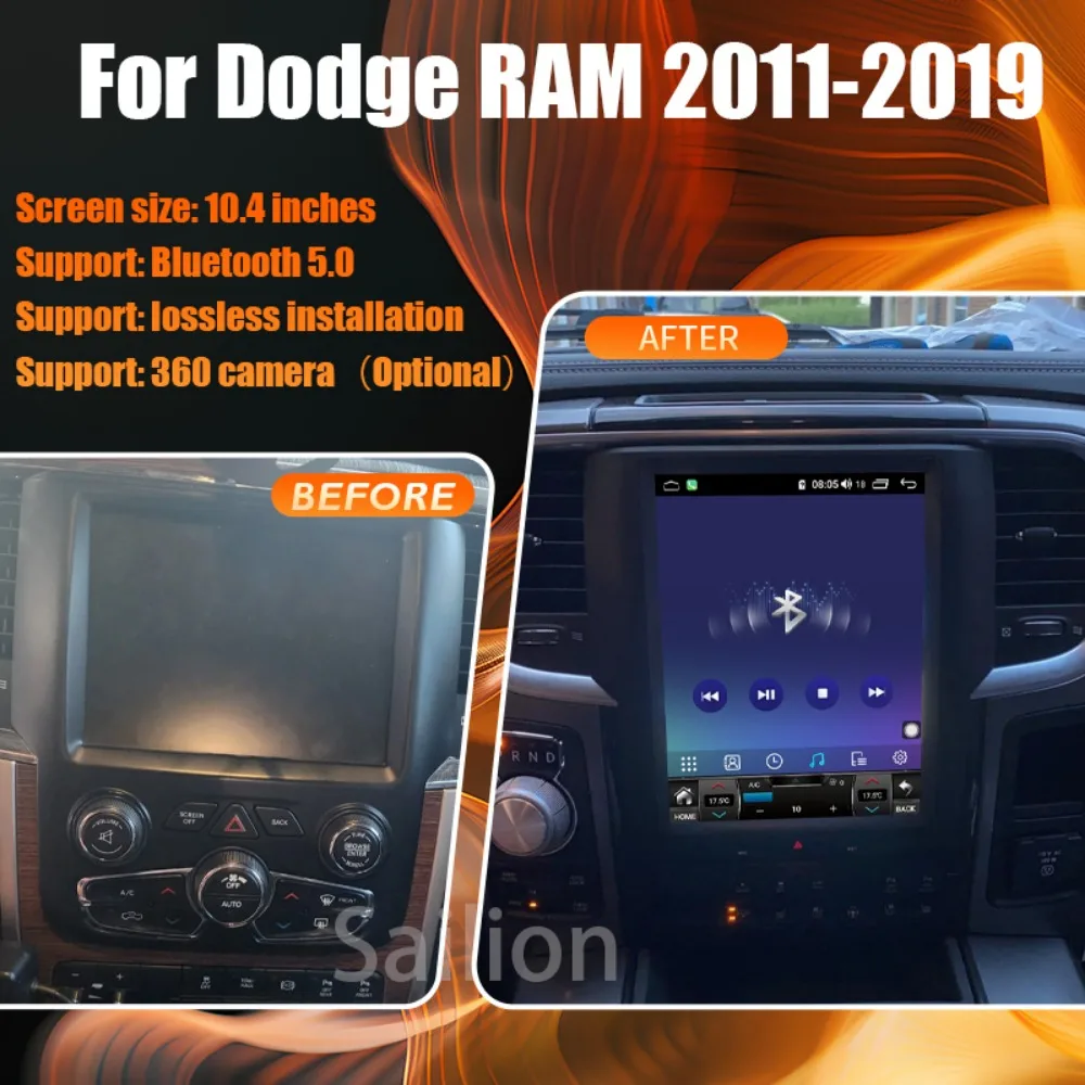 Android14 Car Radio For Dodge RAM 2011-2019 Tesla Automotive Multimedia Carplay Auto WIFI Bluetooth Stereo 4G GPS 1Din Head Unit