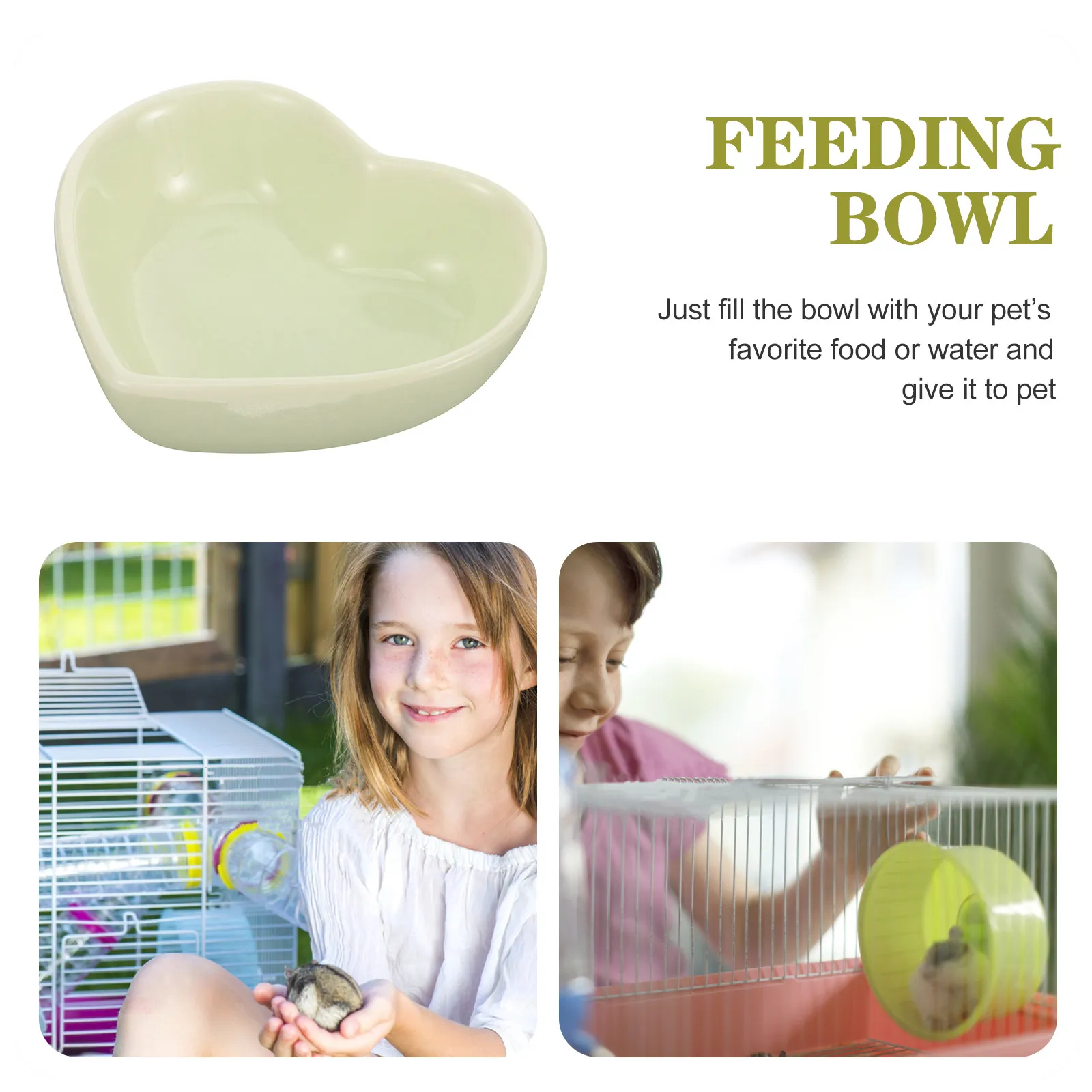 Heart Shaped Ceramic Hamster Bowl Smooth Surface Pet Food Dish for Hamsters Rabbits Squirrels Small Animals Feeding Supplies view 4