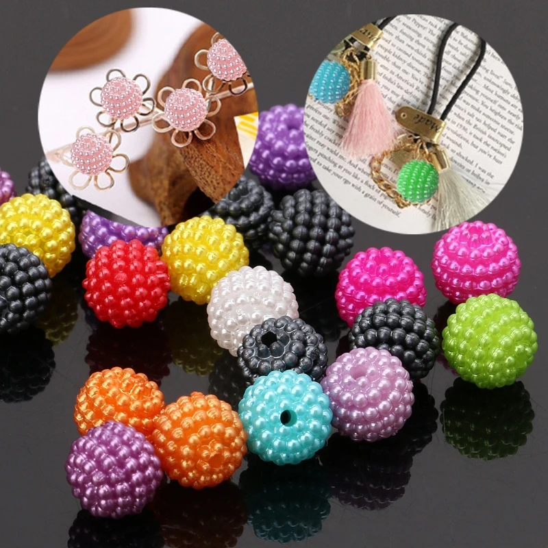 50JB 10mm 100pcs Acrylic Spaced Beads Colorful Bayberry Beads Round Loose Beads Fit Europe Beads For Jewelry Making