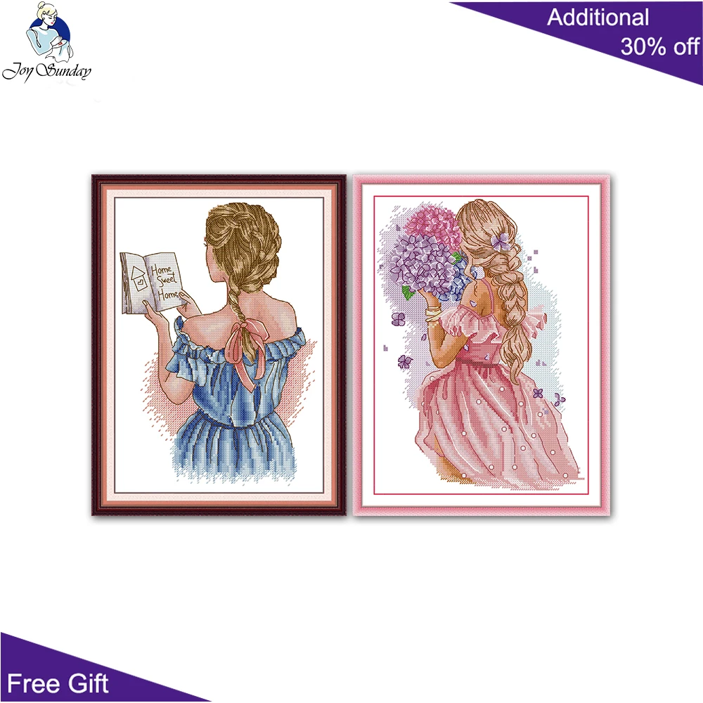 Joy Sunday The Back Of A Girl Reading A Book Spring Girl Cross-Stitch Kits, Needle Arts and Craft, RA639, RA671