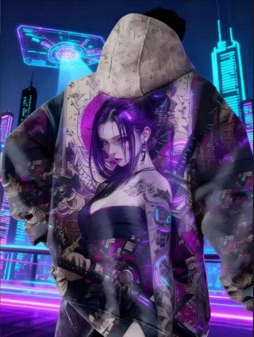 Japanese Samurai Girl 3D Print Hoodies Men Women Hooded Sweatshirts Harajuku Pullovers Y2k Tops Street Tracksuits Men's Clothing