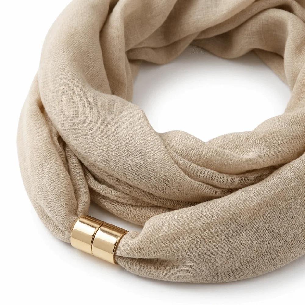 Wrinkle-Resistant Magnetic Buckle Scarf Soft Satin-Texture Premium Feel Neck Scarf Solid Color Adjustable Neck Warmer Gift