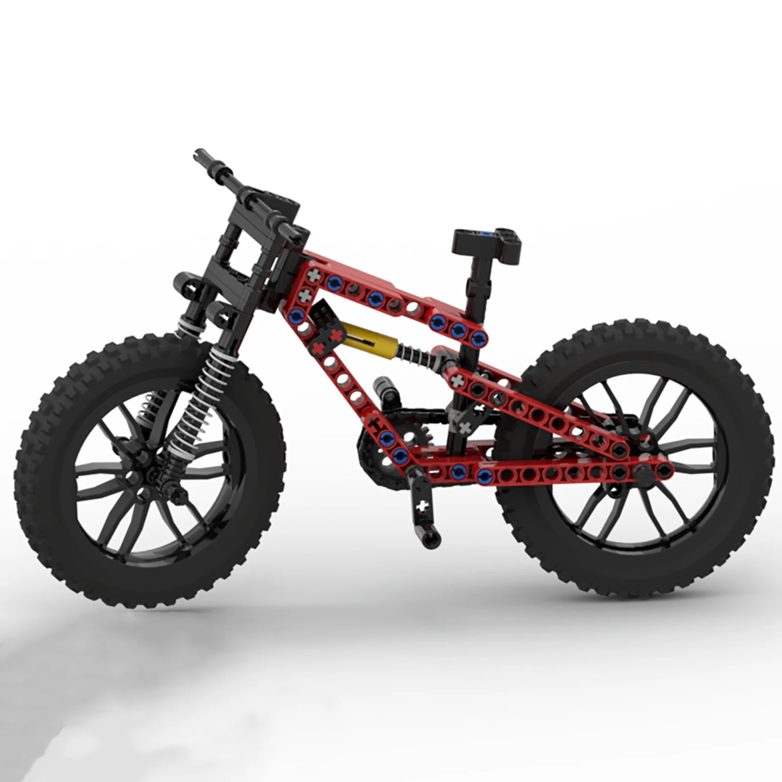 Model roweru górskiego off-road, rower downhill, przedni podwójny amortyzator, łącznik łańcucha, model symulacyjny z klocków MOC, zabawka, prezent dla dziecka