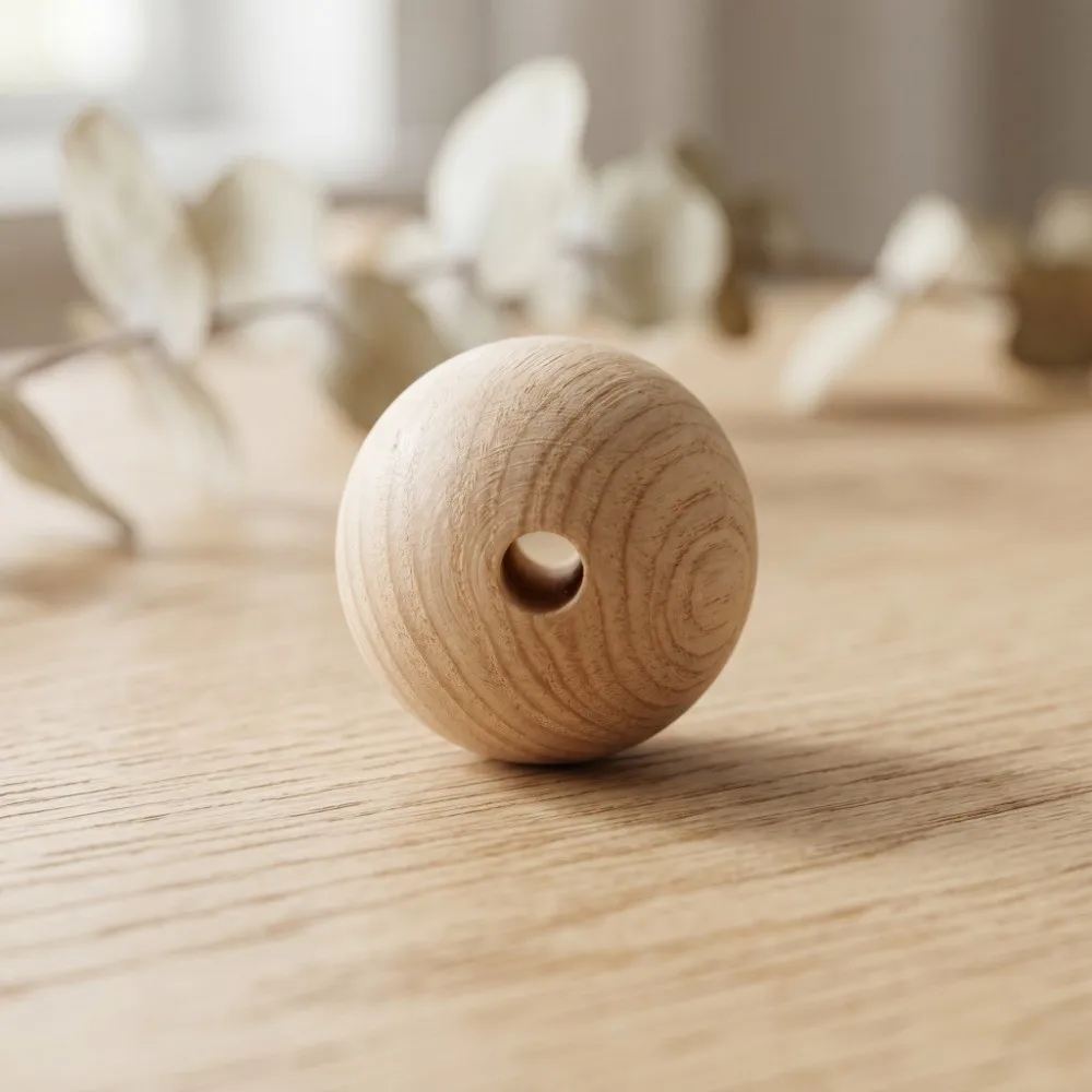 

100PCS 1.2in Wooden Beads Raw Wood Tone Finish Solid Wood Craft Wood Smooth Polished Surface Decor Parts Art Painting Decoration