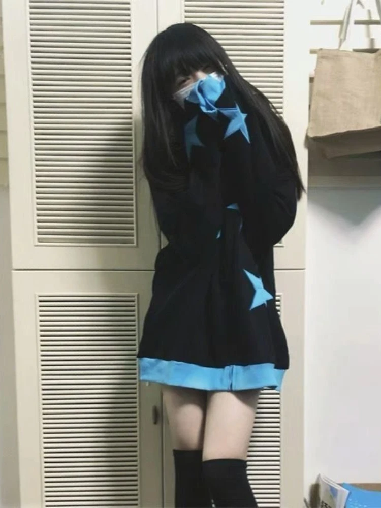 Américain Vintage Star Patch femmes Cardigan décontracté sweat automne hiver ample épais à capuche veste rétro mode 2025 nouveau