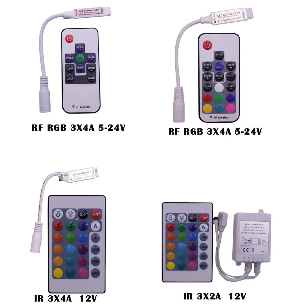 Dimmer RGB RGBW 12V 24v 24 44Key IR RF Remote Controller for  RGB RGBW 6A 12A 24A LED SMD Strip Lights