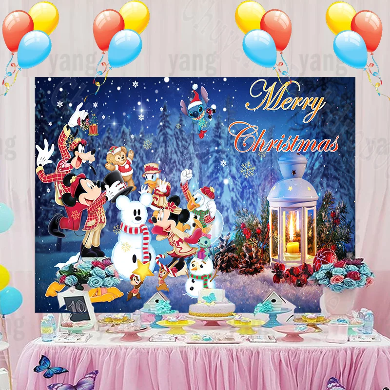 Disney Cartoon Lovely Donald duck Dog Pluto Baby Mickey Minnie Mouse Christmas Party Backgrounds Banner Backdrop Decoration