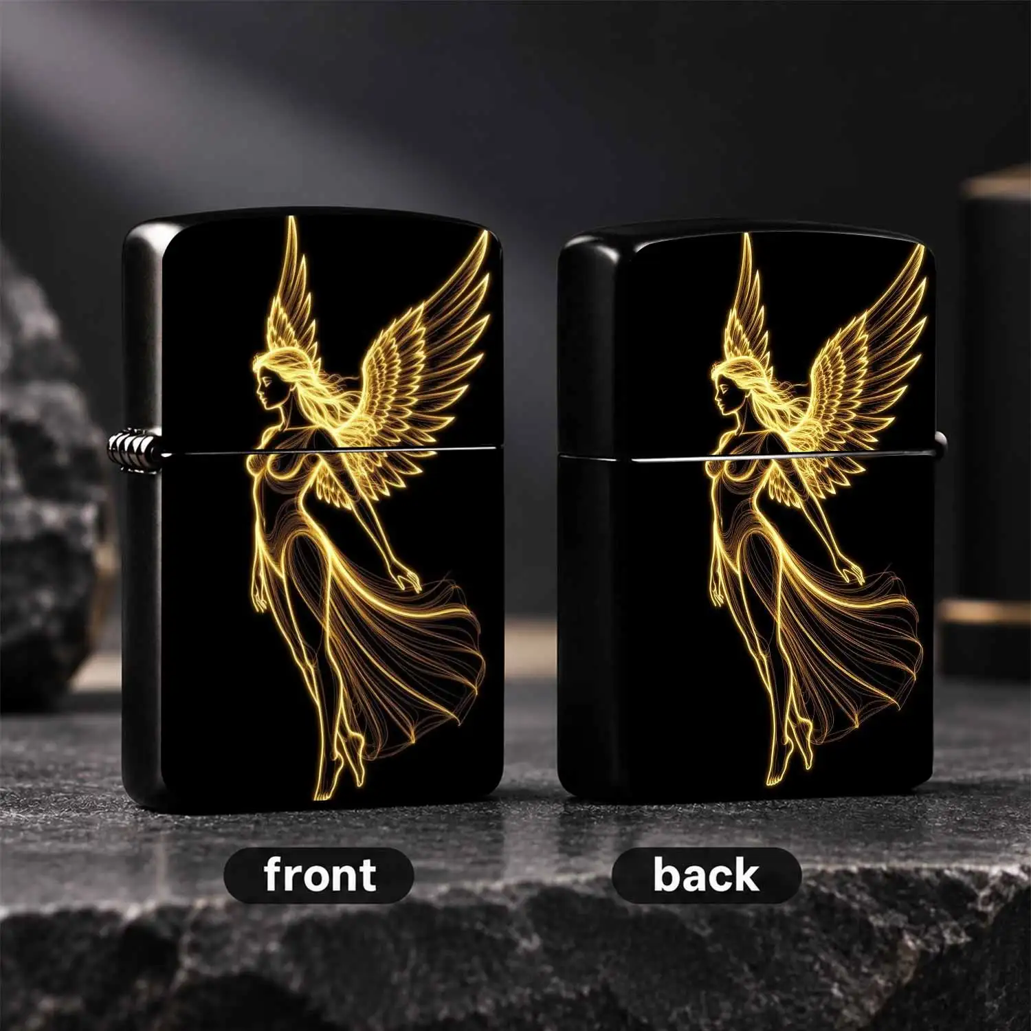 Glowing Golden Line Angel Pattern Portable Lighter, Aesthetic Art Decor Accessory, Practical Daily Tool For Lighting Incense And Candles, Unique Creative Gift For Friends And Hobbyists, Suitable For Multiple Scenarios With Exquisite High-En