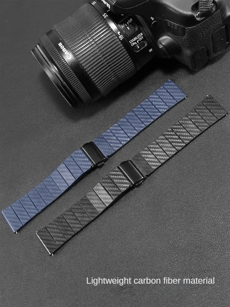 Carbon Fiber Watch Strap Compatible with H-u-a-w-e-i GT S-e-i-k-o T-i-s-s-o-t -X-i-t-ie C-i-ty Watch Chain for Men 20 22mm