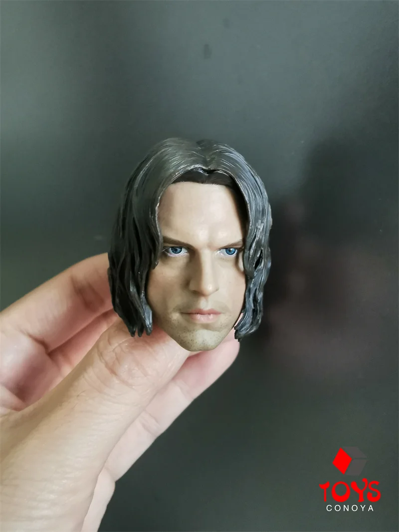 Cabeza esculpida de Bucky, modelo de cabeza masculina de PVC tallado, figura de acción de soldado de 12 ", muñecas corporales, escala 1/6, en Stock