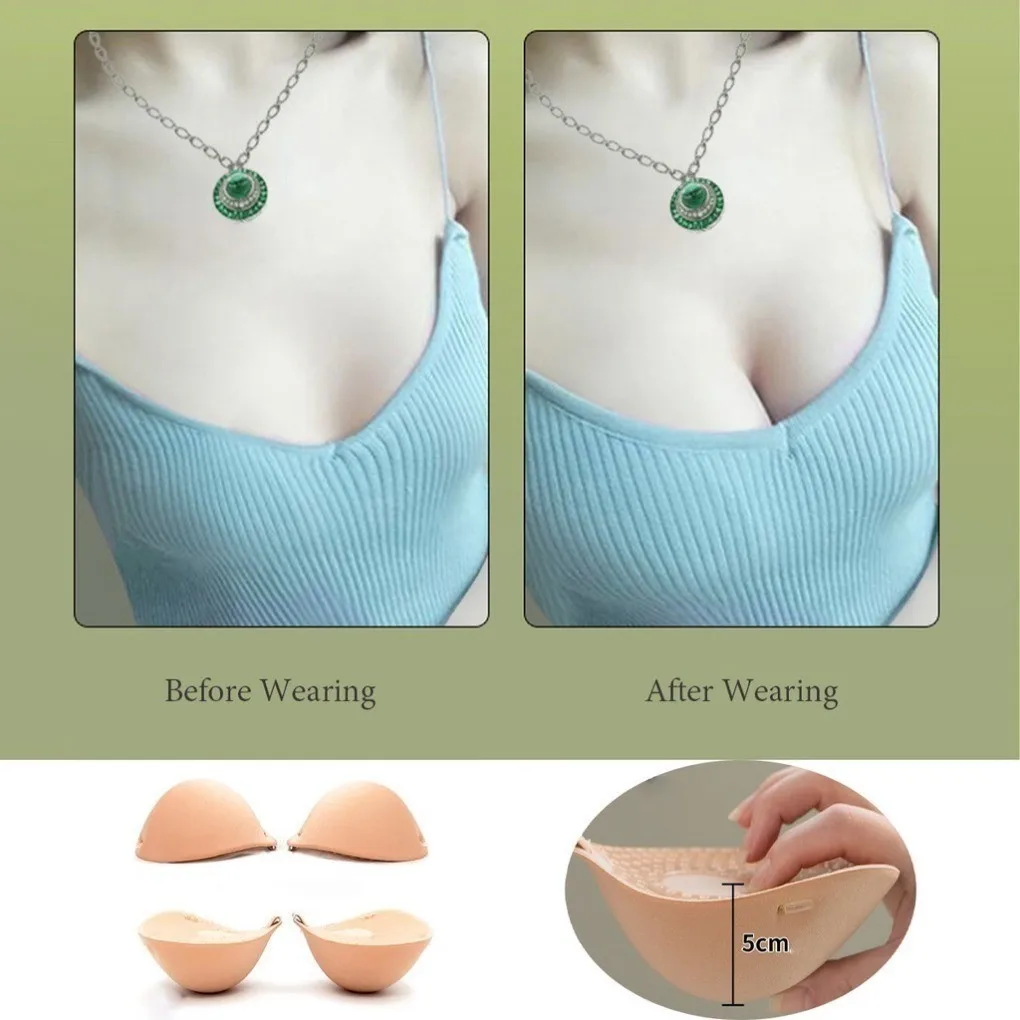 5cm Thick Bra Padding Silicone Invisible Bras Seamless Push Up Breast Stickers Pad Women's Nipple Cover Underwear