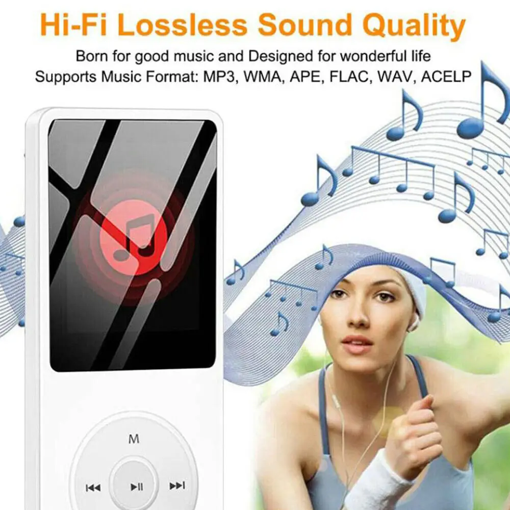 MP3 플레이어 야외 스포츠 피트니스 미니 워크맨 Mp4/mp3 지원 블루투스 무손실 음악 플레이어 FM 라디오 레코더 스포츠 128GB Hf