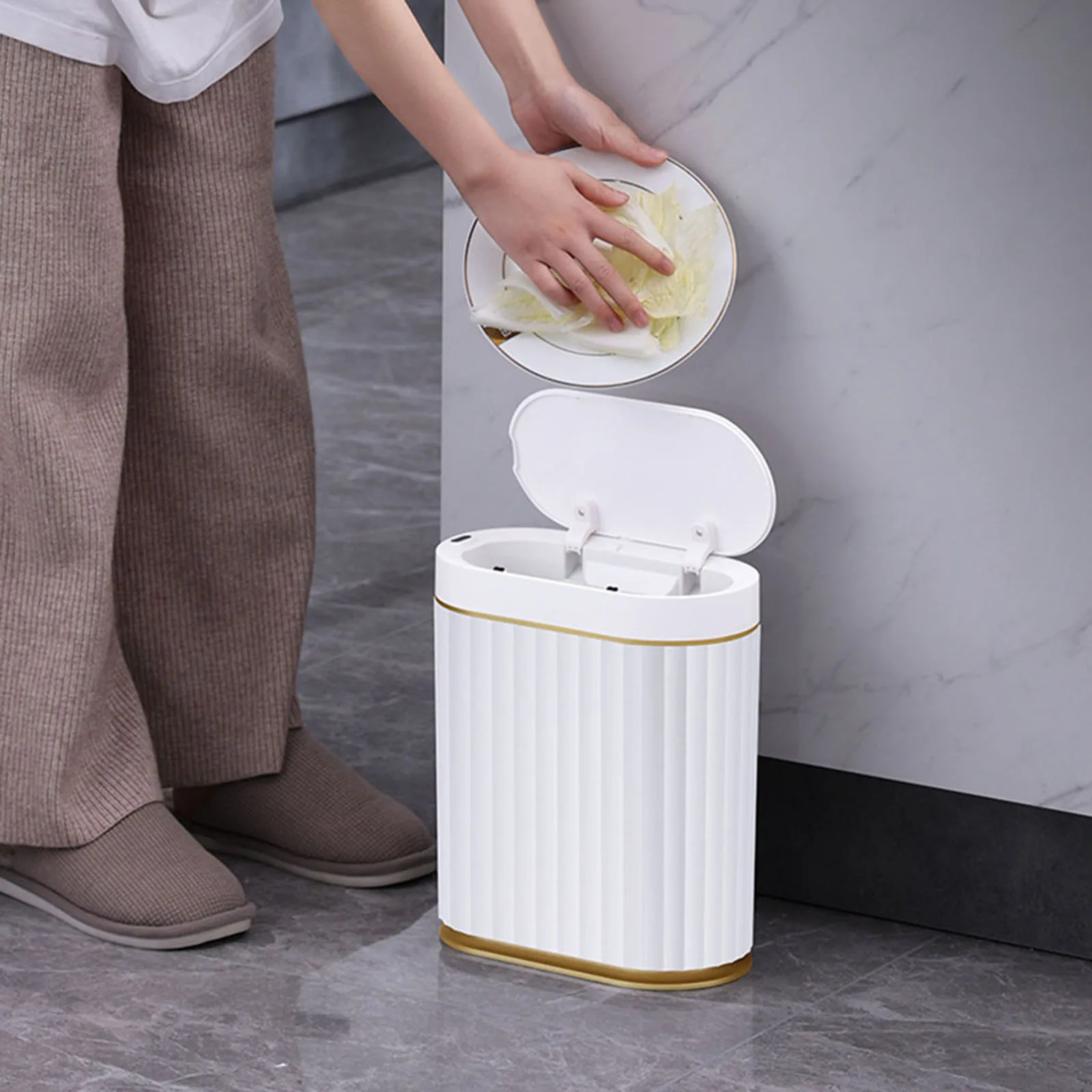 Smart Sensor Trash Can For Kitchen Bathroom Living Room Toilet Automatic Induction Waterproof Trash Bin with Lid 7/10/12L