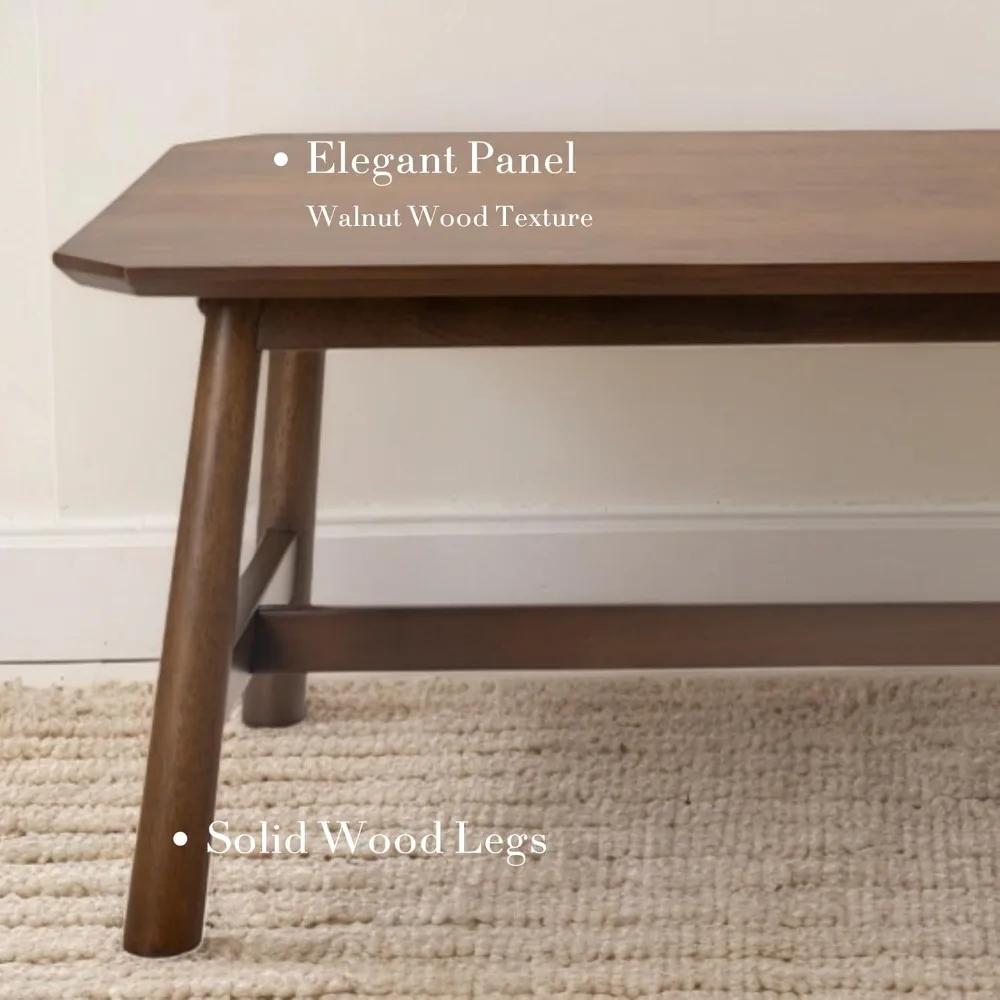 35.5” Coffee Table, Rectangle Coffee Tables with Wood Legs for Living Room Bedroom, Walnut Color