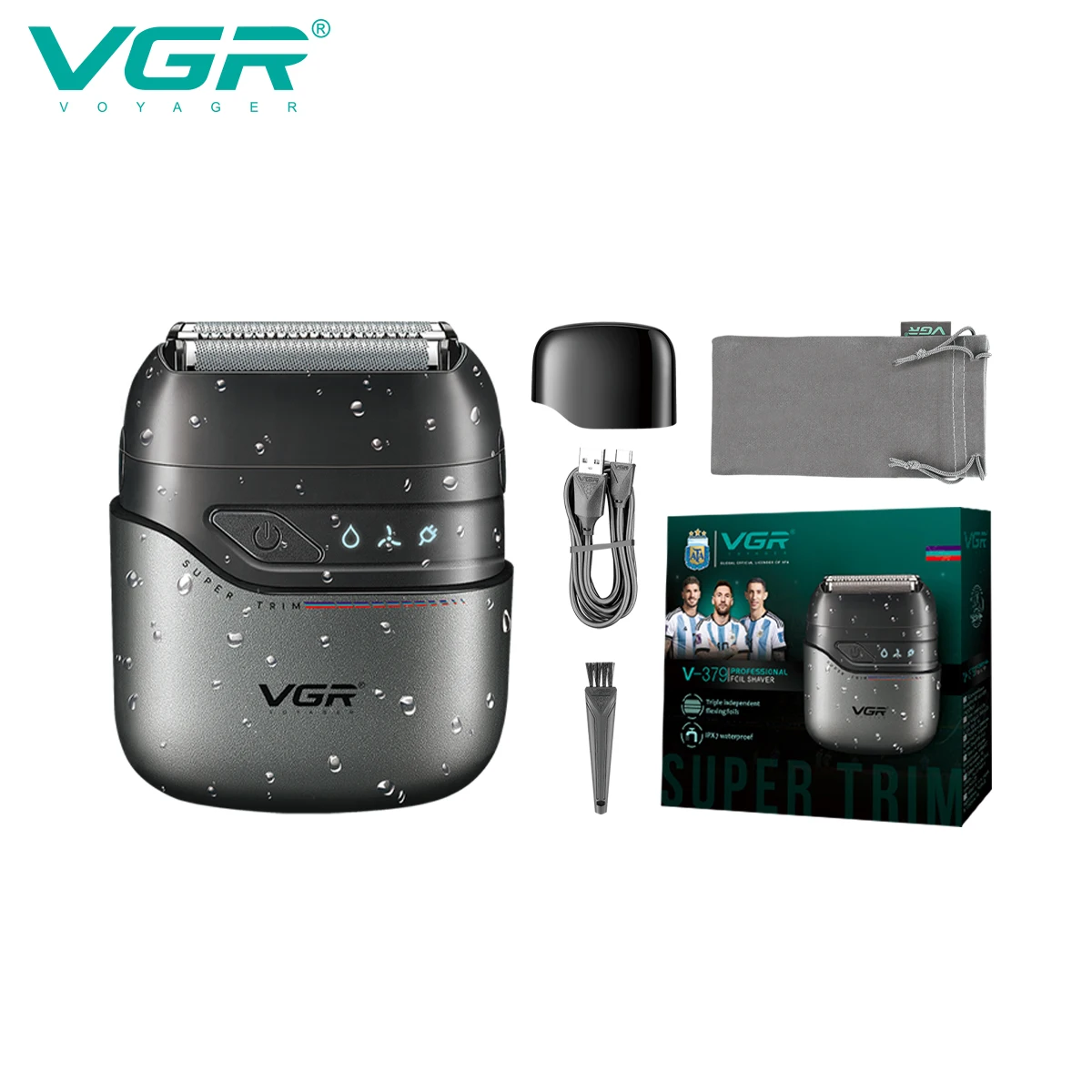 VGR Mini Double Head Shaver, Reciprocating Head, Men's Shaver, Apply to Face, Scrape White Hair, Cleaning and Trimmer V-379