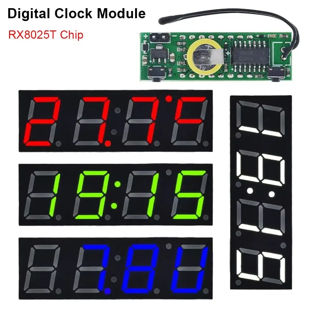1Pcs 3 In 1 Digital Clock Module Thermometer/Voltmeter/Time LED Temperature Voltage Module DIY DC 5-30V RX8025T Chip For Arduino
