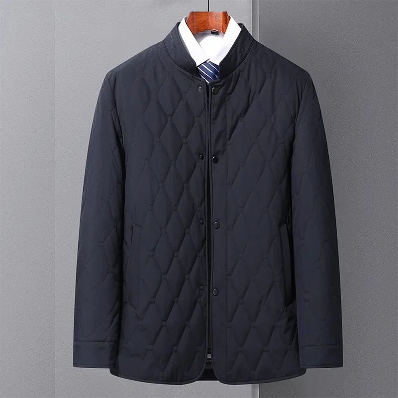 

Middle Aged Men's Cotton Jacket Winter Wear Business Casual Single Breasted Stand Up Collar Loose Fitting Jacket