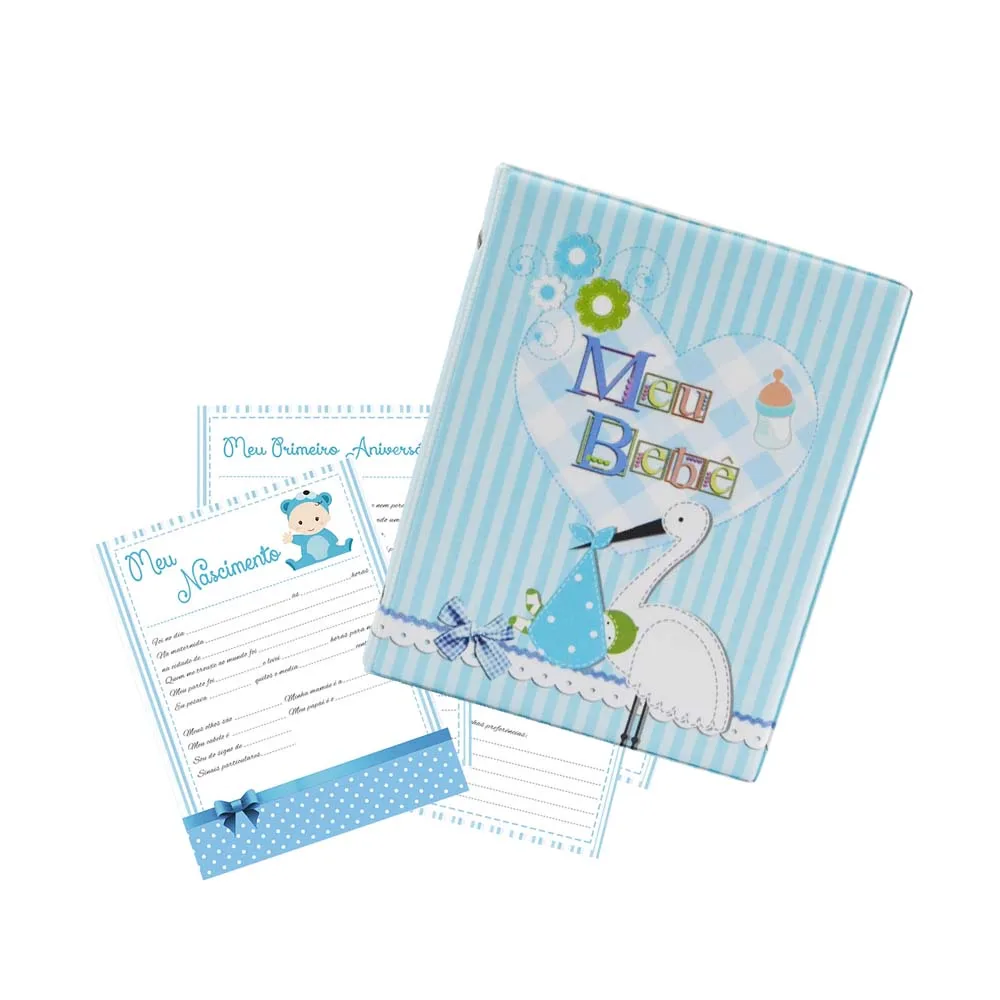 Baby Blue stork photo album for 200 Photos 10x15 C/Baby Diary-6260-6661/349