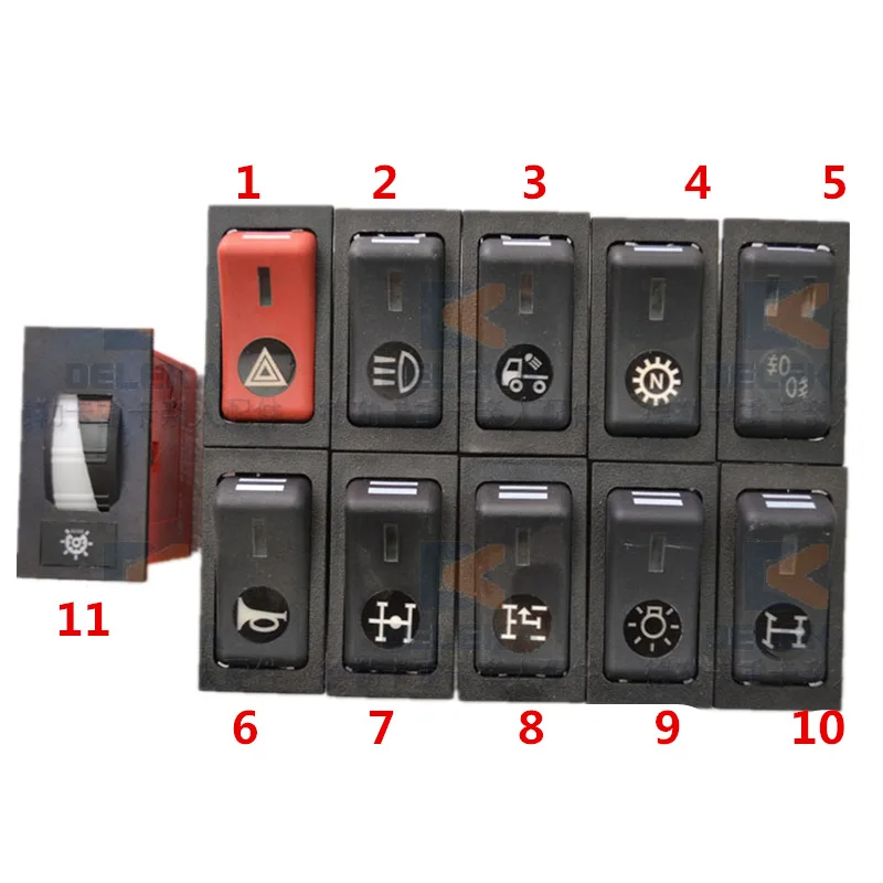 For SHACMAN F3000 Cab Instrument Panel Rocker Switch Light Power Take-off Differential Lock Truck Parts