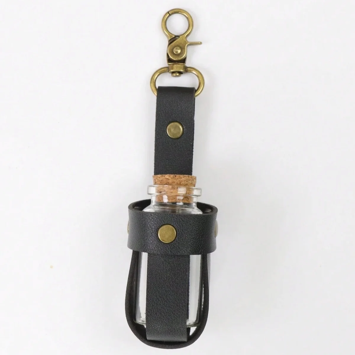 Mittelalterlicher PU-Leder Zaubertrankflaschenhalter mit Glasflaschen, Flaschen mit Stopfen zum Aufhängen am Gürtel, Ideal für LARP, Renaissance – Detail 4
