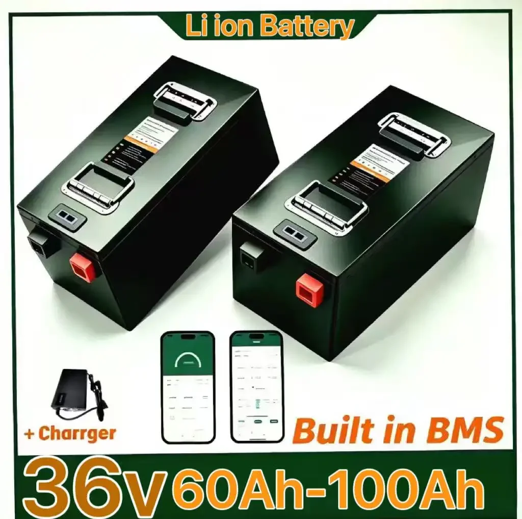 

36V 60/80/100Ah Li-ion Battery Pack with Bluetooth Monitoring BMS, Reliable Power Supply for Home Off-Grid Solar Energy, RV and