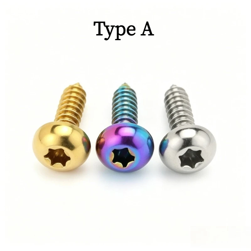 5Pcs Titanium Alloy Self-Tapping Screw M4 M5 M6 Button Head/Torx Head Flange Head Screws for Motorcycle Shell Decorative Screws