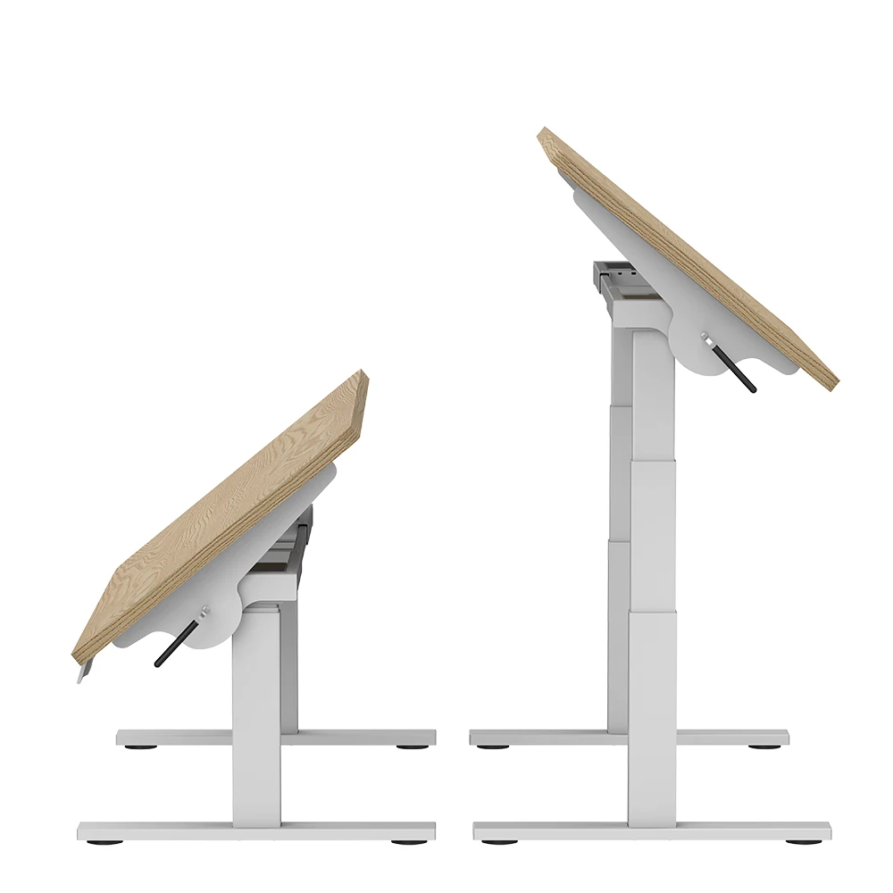 Foldable computer desk, extendable and seated, electric dual motor