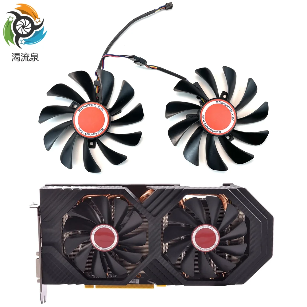 2 pièces/ensemble FDC10U12S9-C CF1010U12S 95mm dermatjas590 GPU carte vidéo refroidisseur ventilateur pour XFX RX 590/580 VGA carte vidéo refroidissement