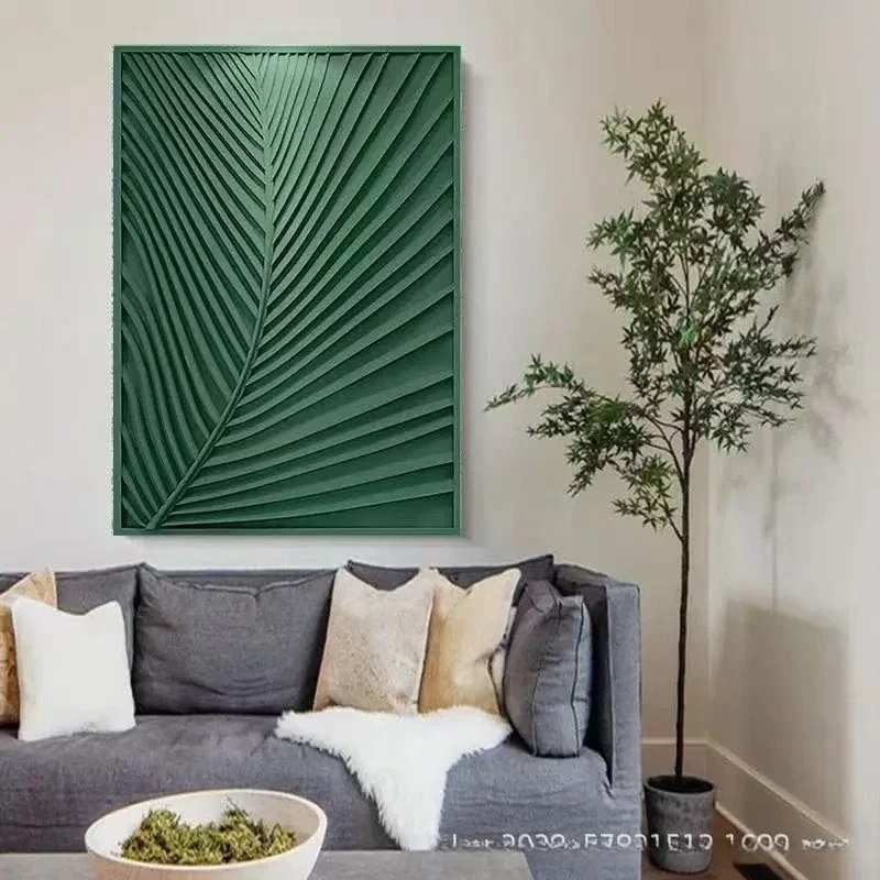 Leaf relief entrance painting, living room hanging painting, three-dimensional carving, physical object, minimalist