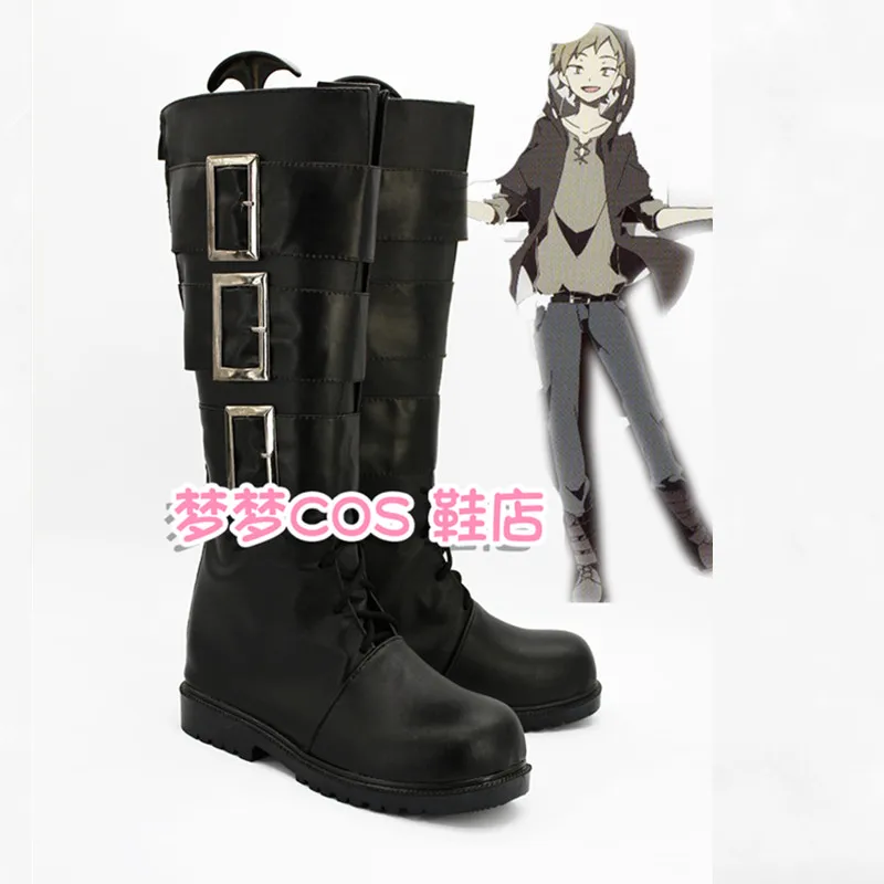 

Kagerou Project Kano Shuuya, костюм для косплея, черные ботинки ручной работы из искусственной кожи, карнавальные ботинки на Хэллоуин