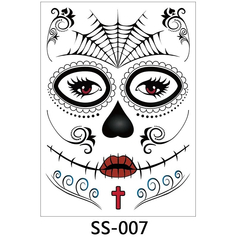 1/10pcs  Face Tattoo Stickers Funnytemporary Halloween Face Stickers Masquerade Party Temporary Waterproof  Tattoo Stickers