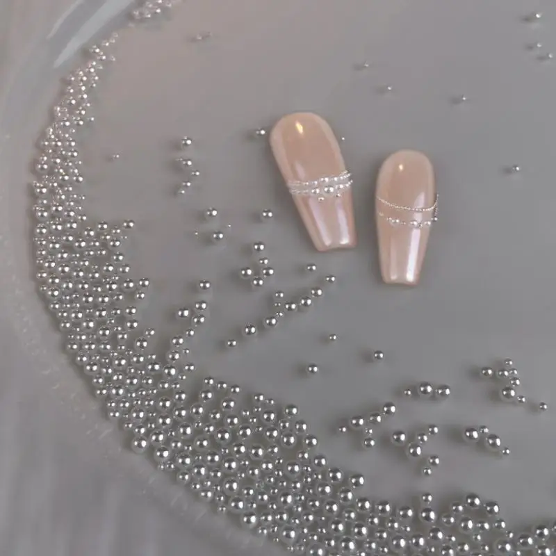 300-5000pcs/Bag Pearls Pure White Nail Beads Rhinestone Round 1-6MM Mixed Size High Brightness Pearls For DIY Manicure Decor