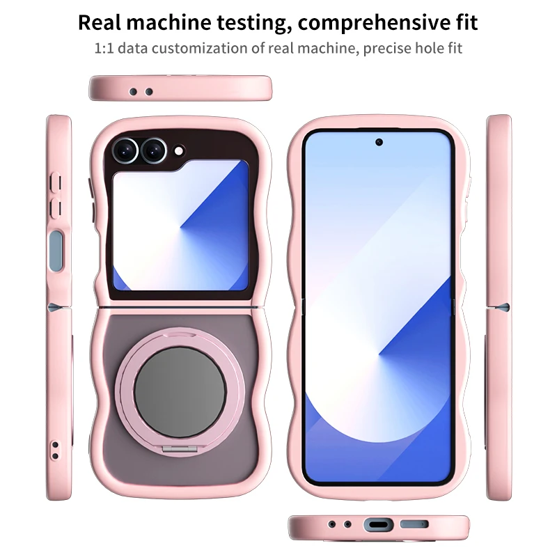 مرآة كبيرة موجة الجلد يشعر 360 الدورية سليم قضية الهاتف لسامسونج غالاكسي فليب 7 6 5 4 3 7FE مسنده غطاء شحن لاسلكي