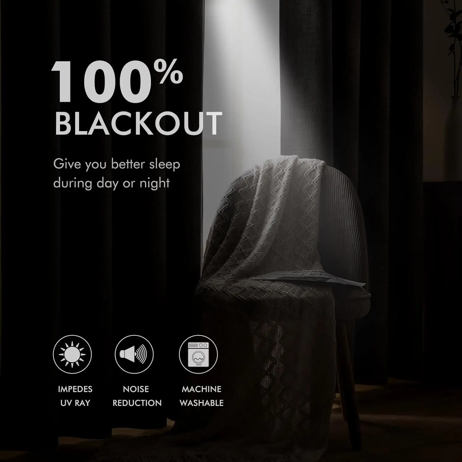Blackout Curtains for Bedroom, Thermal Insulated Natural Beige Linen Texture Grommet Drapes, 52x84 Inch 2 Panels view 3