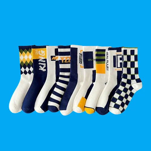 Chaussettes de sport mi-tube en coton pour hommes, chaussettes à tube long pour étudiants, printemps et été, automne et hiver, 5/10 paires