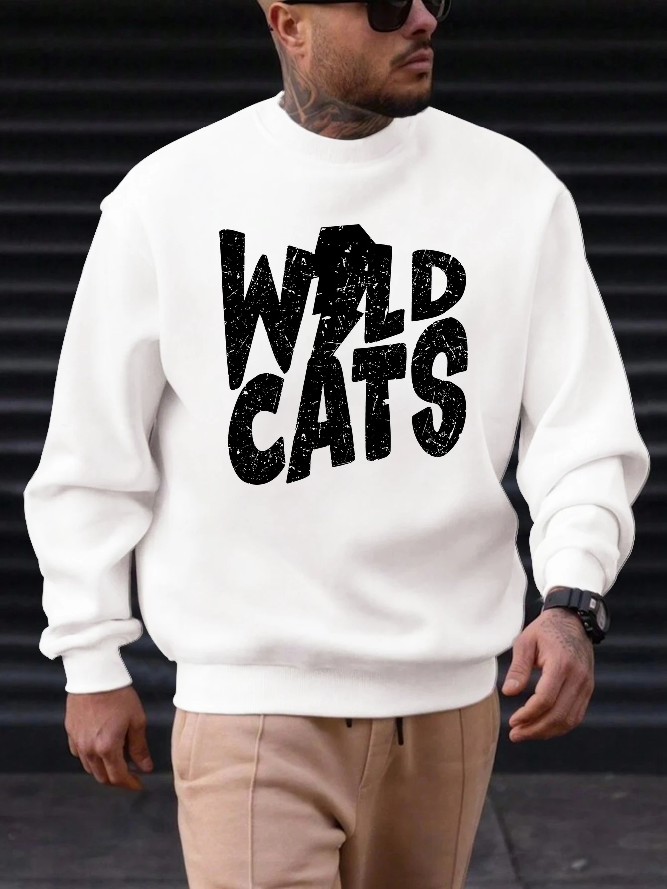 

2025 New Men's Cotton Sweatshirt WILD CATS Pattern Printing Round Neck Fashion Casual High Quality Daily Top Clothing