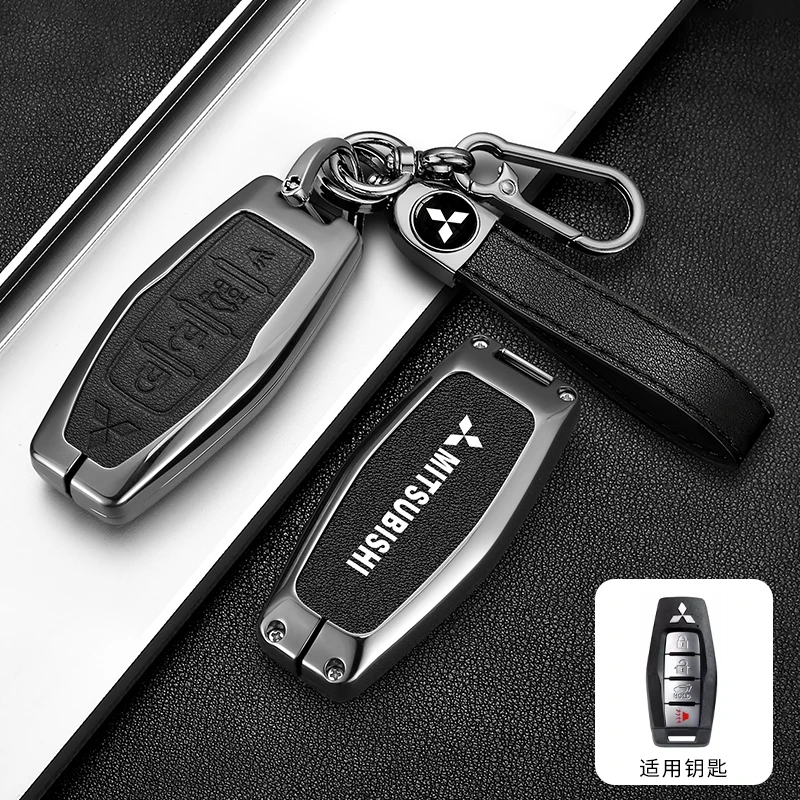 

4 Bottons Car Smart Key Case Cover Keychain for Mitsubishi Outlander 2022 Control Remote Keyless Shell Holder Interior Accessory