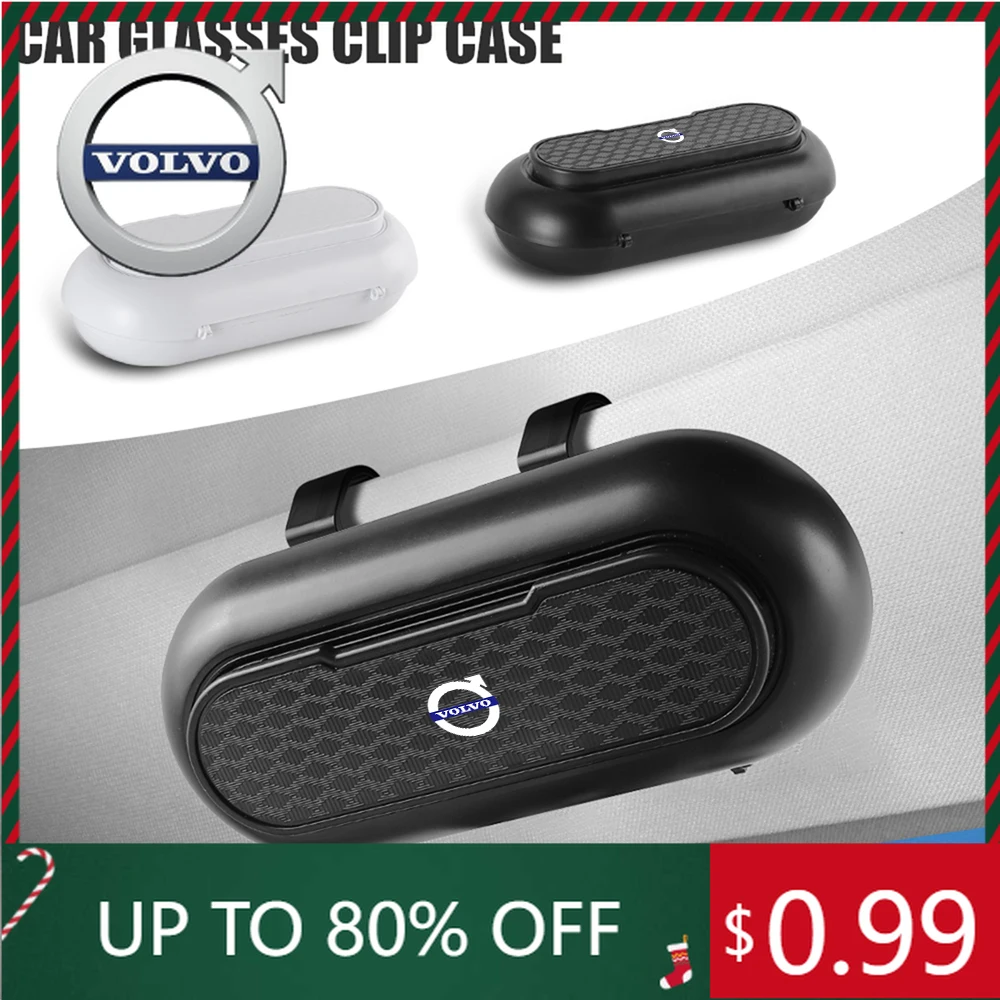 

Emblems 1pcs Car Sunglasses Organizer Case Auto Eyeglass Holder ID Card Storage Clip for Volvo R Design T6 AWD C30 C40 C50 C70 S