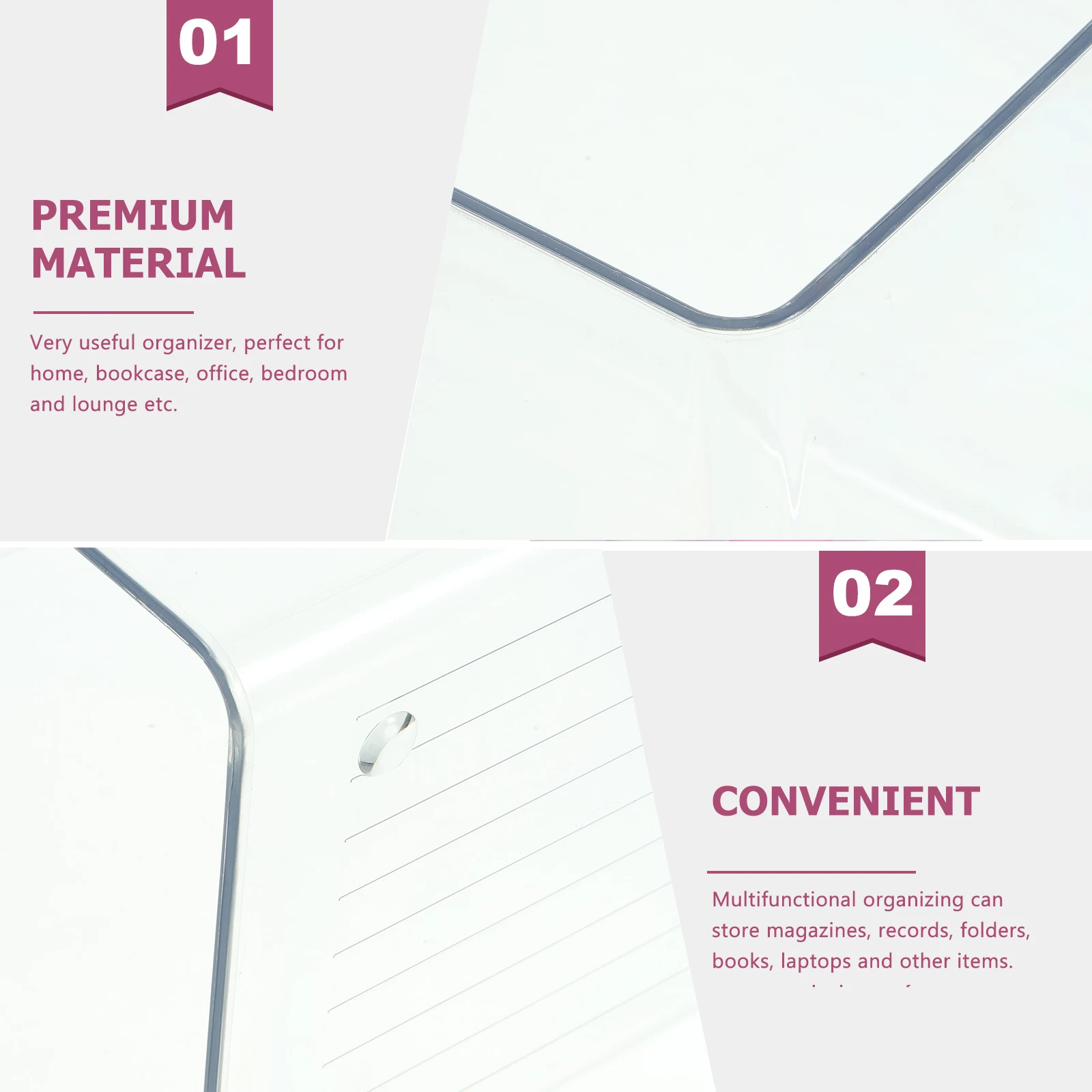

Transparent Bookends Acrylic Desk ganizer File Holder Magazine Rack Home Office Save Space Stylish Vertical Sorter