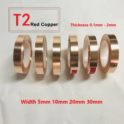 T2 Copper Sheet Copper Belt Roll Pure Red Copper Width 5/10/20/30mm Ultra-thin Copper Foil Strip Plate Thick 0.1~2mm Length 1M