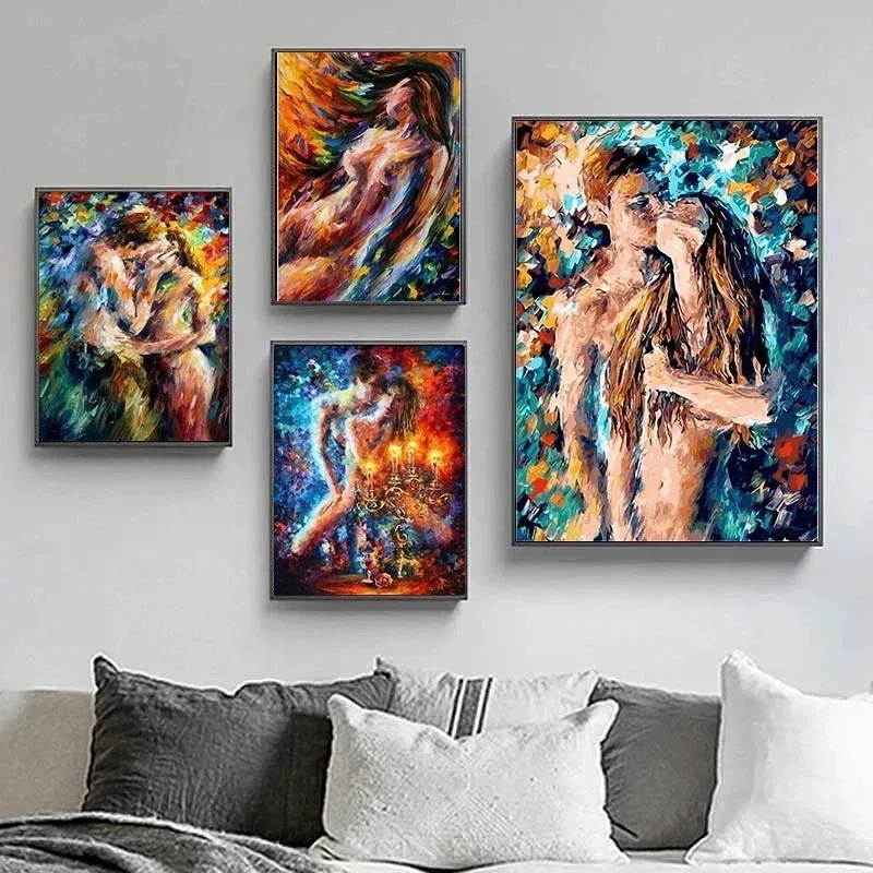 

Passion Sexy Naked Woman and Man Poster Abstract Body Art Graffiti Oil Painting Canvas Print for Bedroom Hotel Wall Decoration