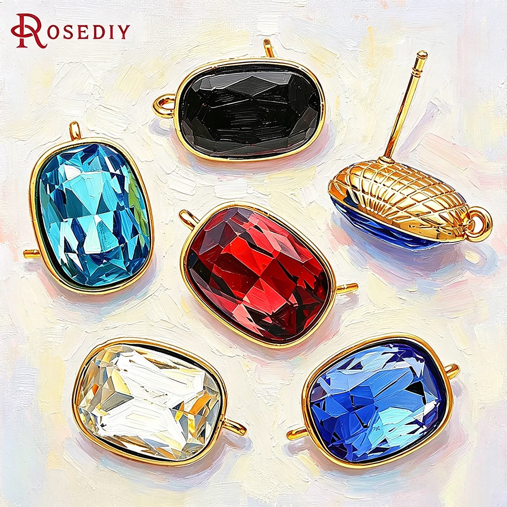 

6PCS 18K Gold Color Brass Glass Oval Stud Earrings Pins Earrings Women's Earrings High Quality Diy Accessories Jewellery Making